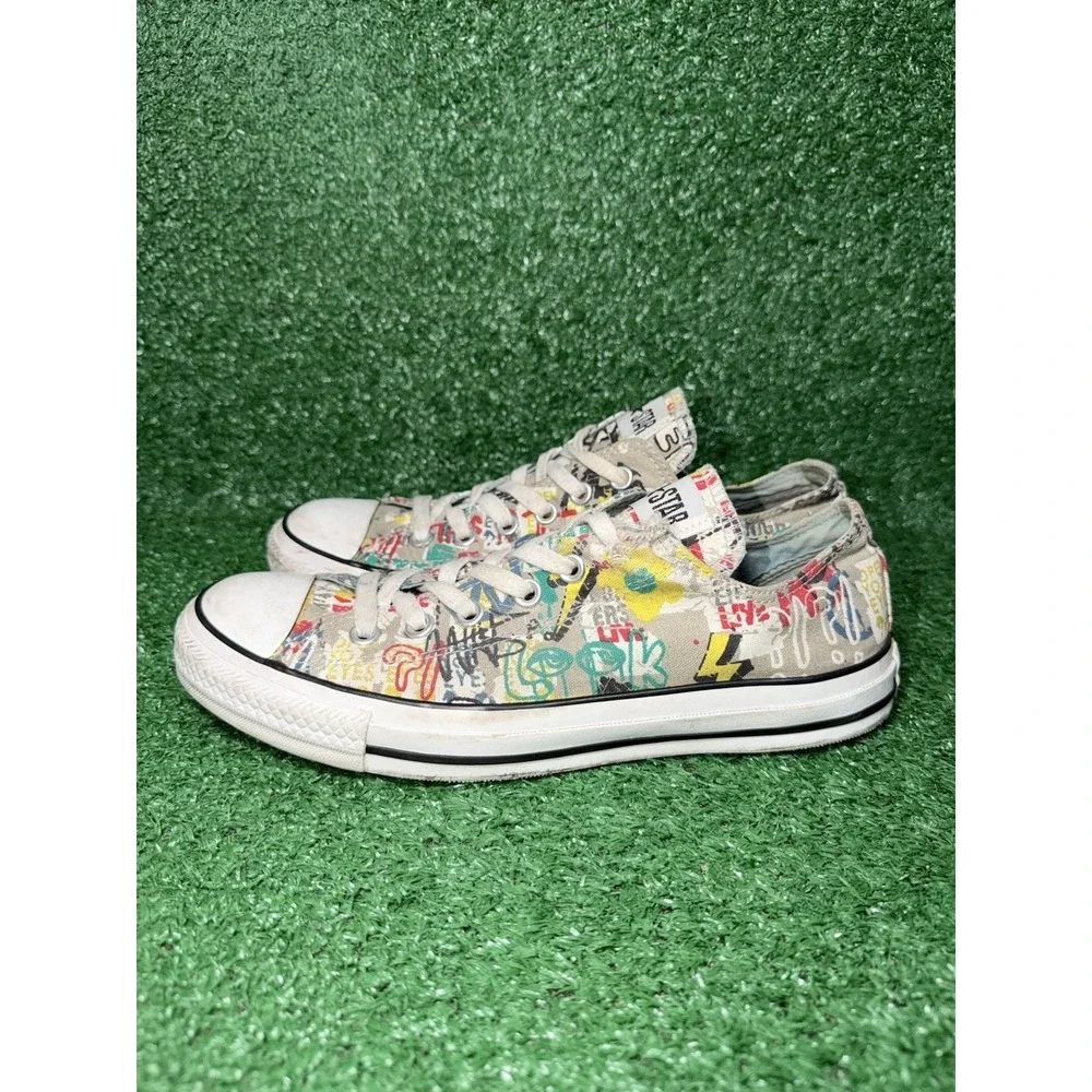 Vintage Converse Mens 8 Womens 10 Colorful Graffiti AOP Skate Shoes Y2K Sneakers